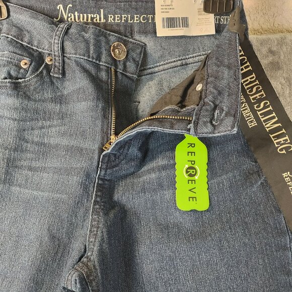 Natural Reflections Womens High Rise Slim Leg Jeans 4 Dark Wash Stretch Repreve - Picture 6 of 12